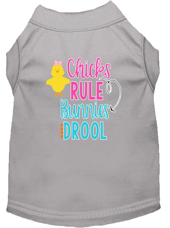 Chicks Rule Screen Print Dog Shirt Grey XL